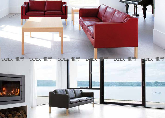 現(xiàn)代北歐三人位真皮沙發(fā)